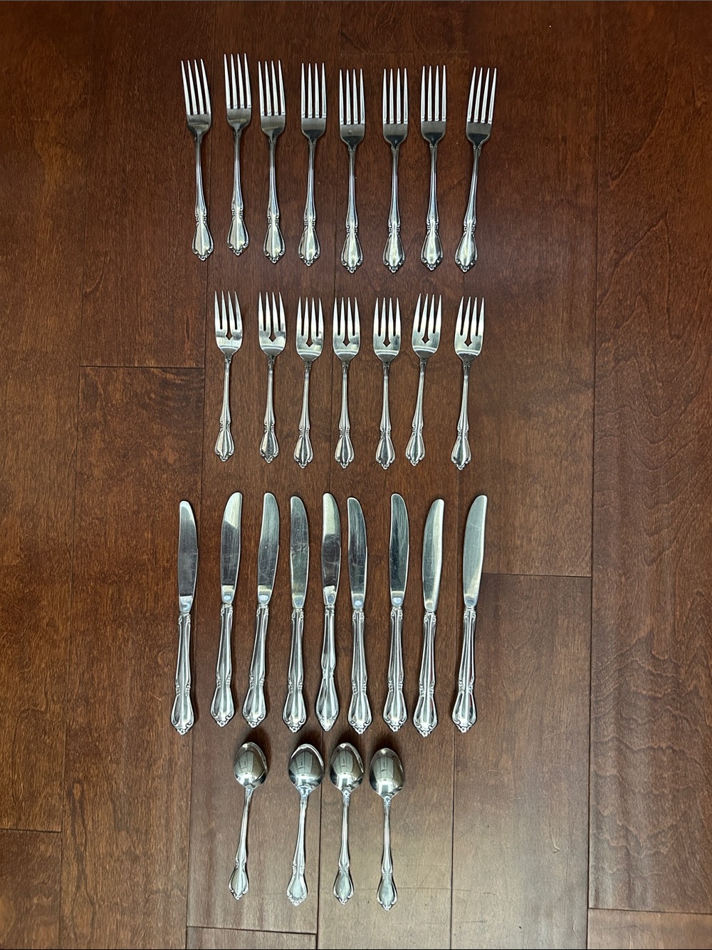 Vintage Oneida Craft Chateaux Deluxe Stainless Steel Flatware Set - 27 Pieces